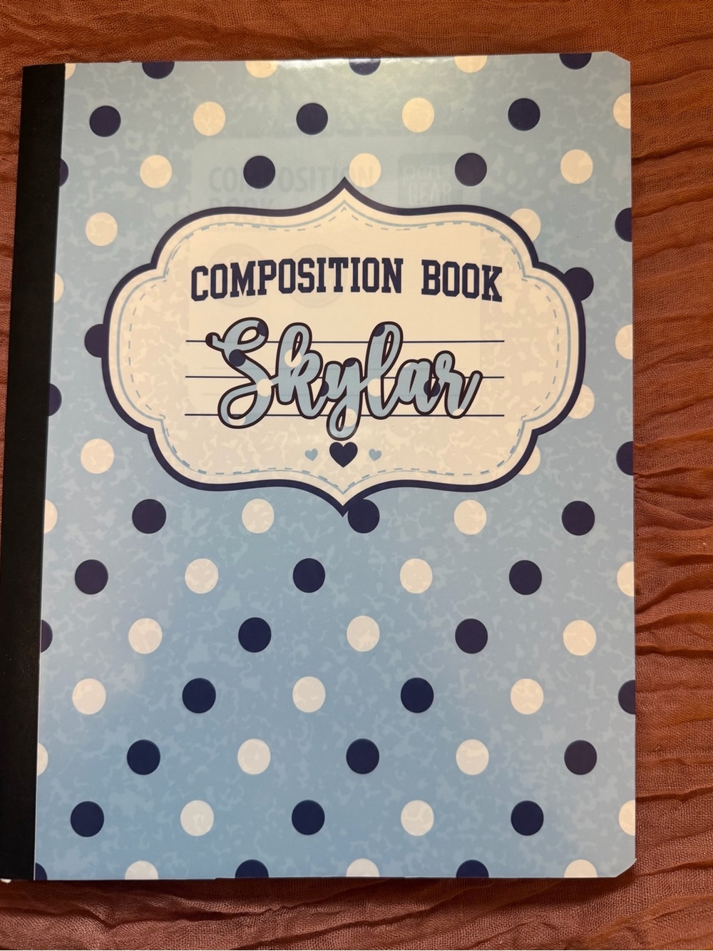 Blue Polka Dot Custom Composition Book - Personalized School Supply